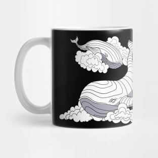 space whales black and white Mug